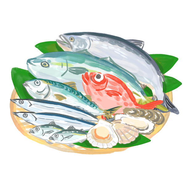 かごに盛られた魚