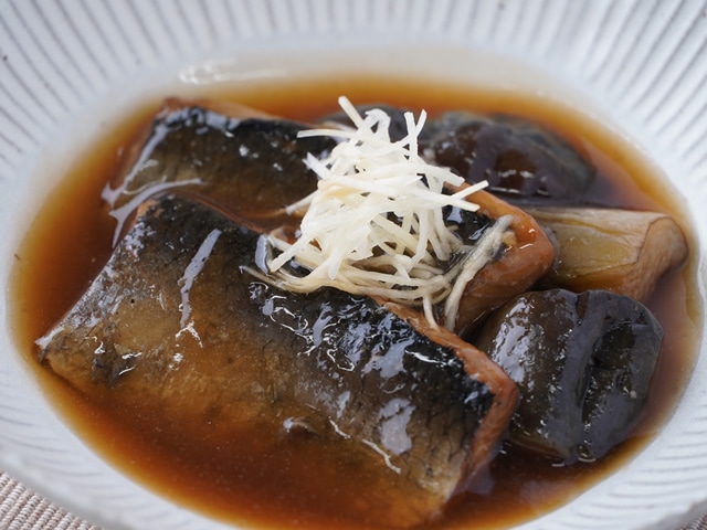 ニシンとナスの煮付（千切生姜添え）