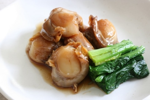 三陸産ホタテ時雨煮ほうれん草添え