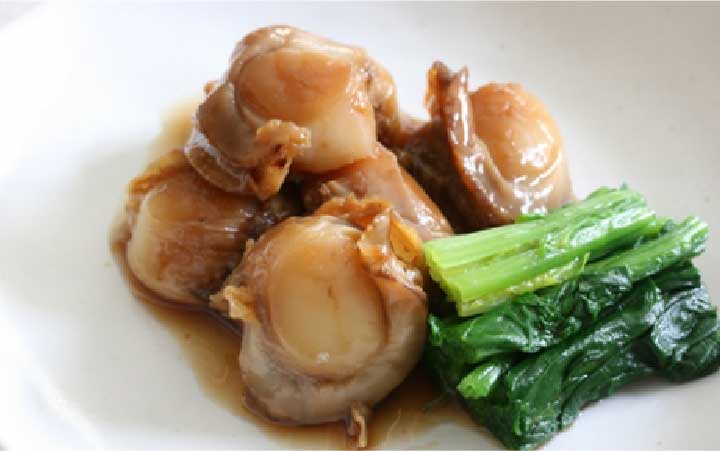 三陸産ホタテ時雨煮ほうれん草添え